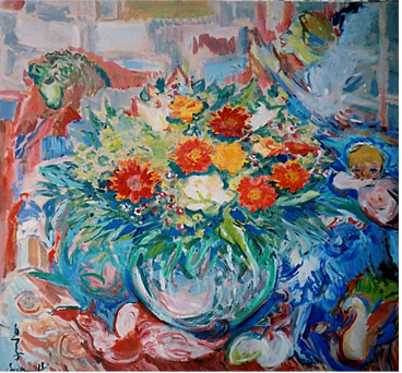 Peinture à l'huile Le Bouquet rond Naoko Paganotti