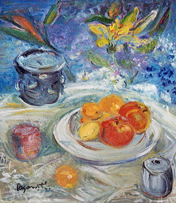 Peinture à l'huile Pommes Citrons Naoko Paganotti